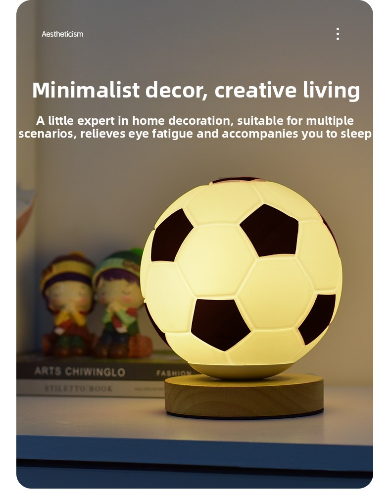 ⊙World Cup Football Lamp European Cup LED Night Light Glass Table Lamp Bedroom Study Bedside Lamp