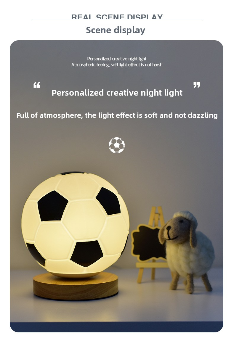 ⊙World Cup Football Lamp European Cup LED Night Light Glass Table Lamp Bedroom Study Bedside Lamp