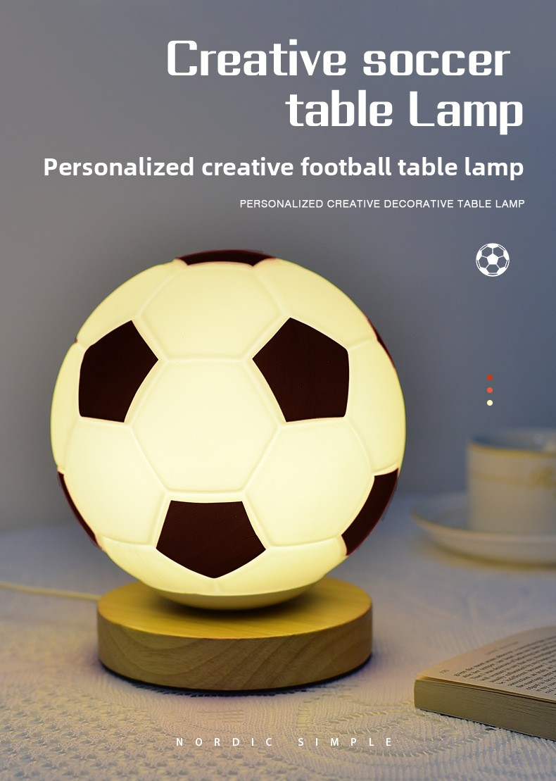 ⊙World Cup Football Lamp European Cup LED Night Light Glass Table Lamp Bedroom Study Bedside Lamp
