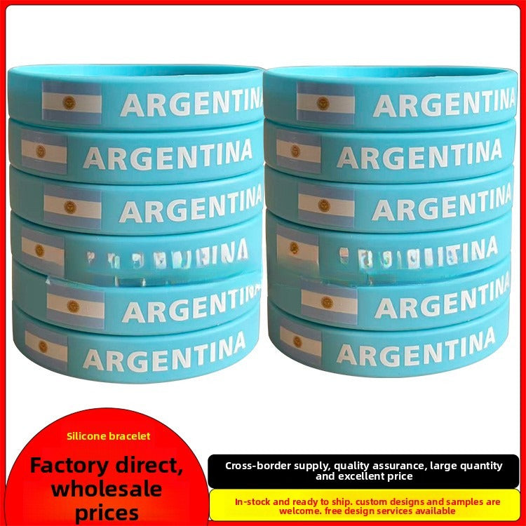 Silicone Bracelet 2026 USA Canada Mexico Football World Cup Bracelet Brazil Portugal Mexico Flag Bracelet