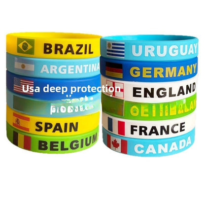 Silicone Bracelet 2026 USA Canada Mexico Football World Cup Bracelet Brazil Portugal Mexico Flag Bracelet