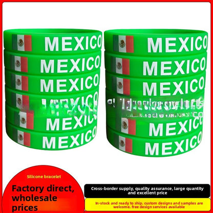 Silicone Bracelet 2026 USA Canada Mexico Football World Cup Bracelet Brazil Portugal Mexico Flag Bracelet