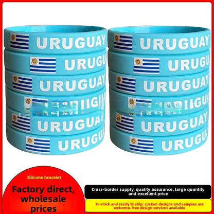 Silicone Bracelet 2026 USA Canada Mexico Football World Cup Bracelet Brazil Portugal Mexico Flag Bracelet