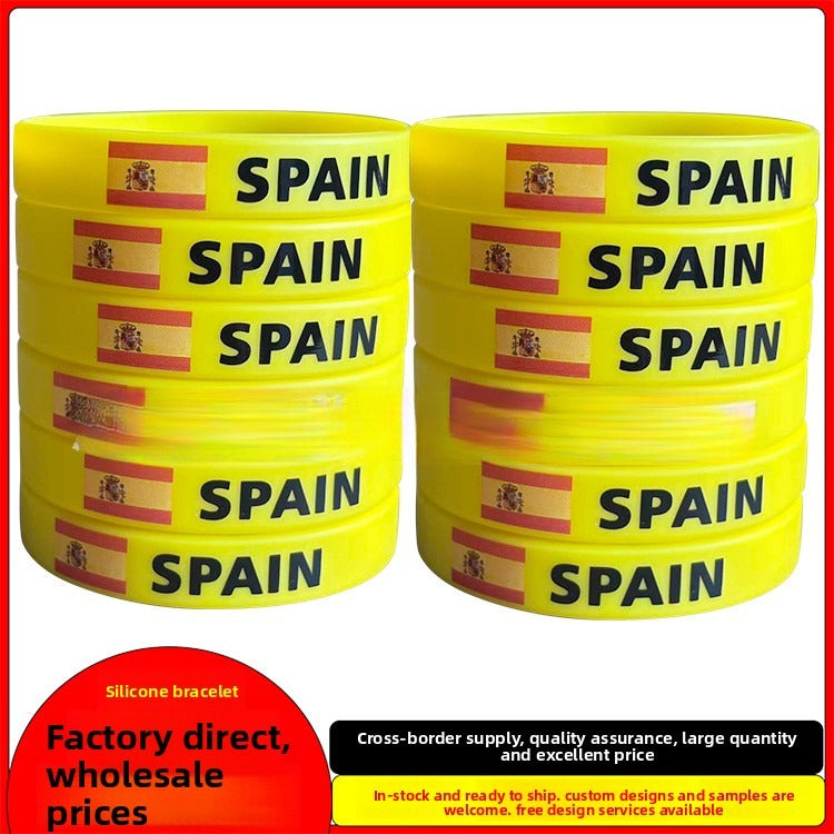 Silicone Bracelet 2026 USA Canada Mexico Football World Cup Bracelet Brazil Portugal Mexico Flag Bracelet