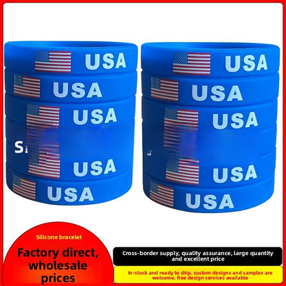 Silicone Bracelet 2026 USA Canada Mexico Football World Cup Bracelet Brazil Portugal Mexico Flag Bracelet