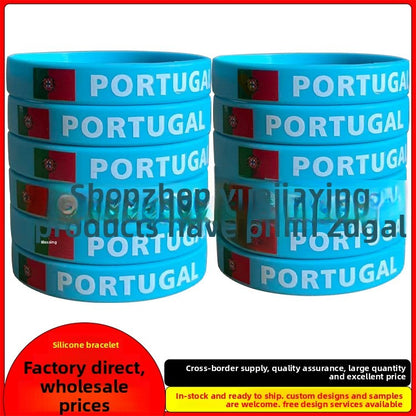 Silicone Bracelet 2026 USA Canada Mexico Football World Cup Bracelet Brazil Portugal Mexico Flag Bracelet