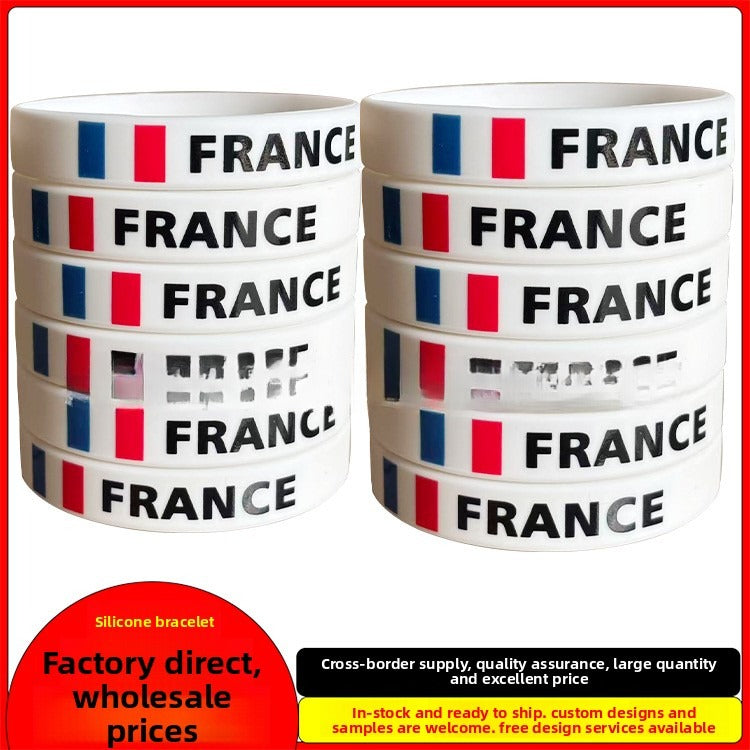 Silicone Bracelet 2026 USA Canada Mexico Football World Cup Bracelet Brazil Portugal Mexico Flag Bracelet