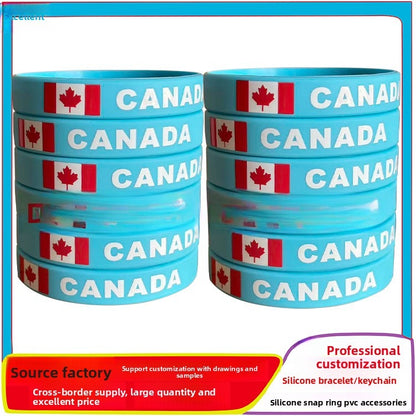 Silicone Bracelet 2026 USA Canada Mexico Football World Cup Bracelet Brazil Portugal Mexico Flag Bracelet